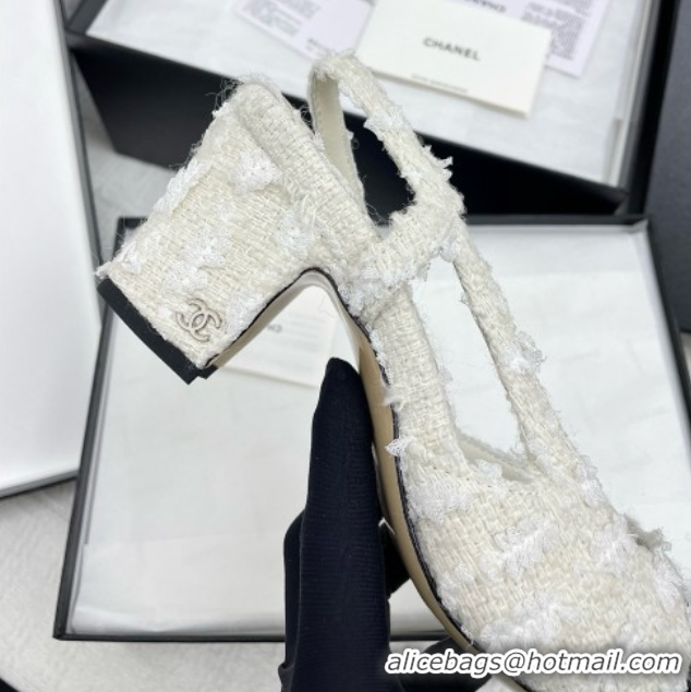 Classic Hot Chanel Tweed & Patent Leather Slingbacks Pumps 6.5cm Heel G31318 Black/White