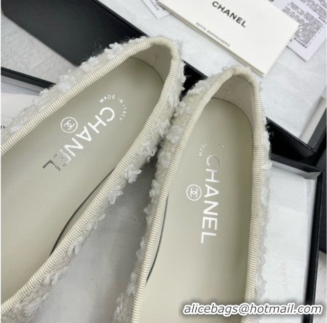 Grade Chanel Tweed & Patent Leather Ballet Flats Black/White 071009