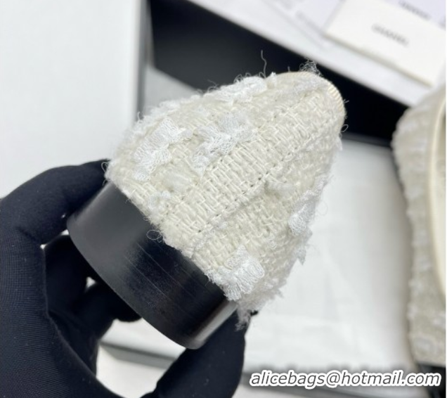 Grade Chanel Tweed & Patent Leather Ballet Flats Black/White 071009