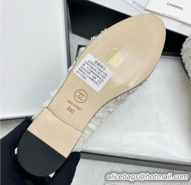 Grade Chanel Tweed & Patent Leather Ballet Flats Black/White 071009