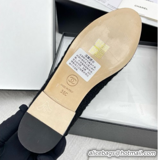 Charming Chanel Tweed & Grosgrain Ballet Flats CNB71012 Black