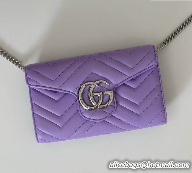 Market Sells Gucci GG Marmont Leather Wallet on Chain 837745 Lilac Purple 2025