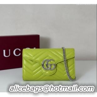 Specials Cheap Gucci GG Marmont Leather Wallet on Chain 837745 Bright Green 2025
