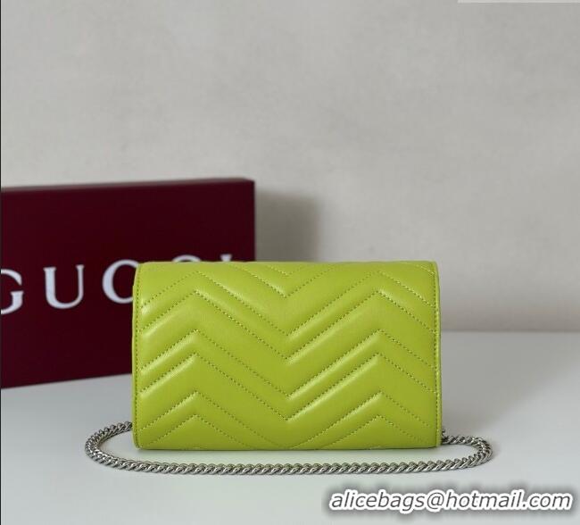 Specials Cheap Gucci GG Marmont Leather Wallet on Chain 837745 Bright Green 2025