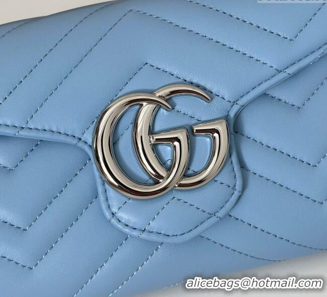 Spot Bulk Gucci GG Marmont Leather Wallet on Chain 837745 Light Blue 2025