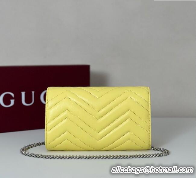 Classic Cheap Gucci GG Marmont Leather Wallet on Chain 837745 Yellow 2025