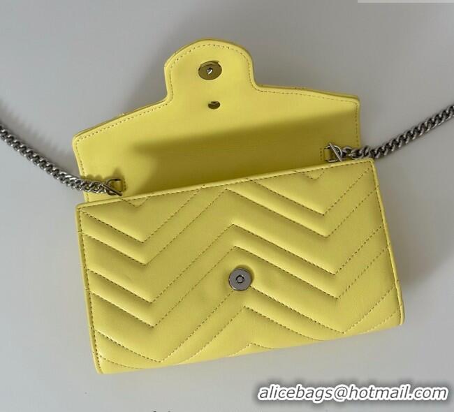 Classic Cheap Gucci GG Marmont Leather Wallet on Chain 837745 Yellow 2025