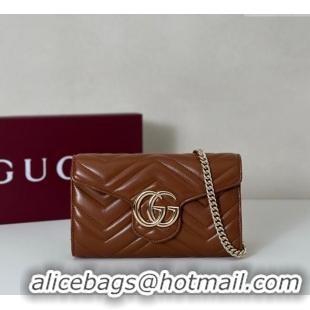 Spot Discount Gucci GG Marmont Leather Wallet on Chain 837745 Brown 2025