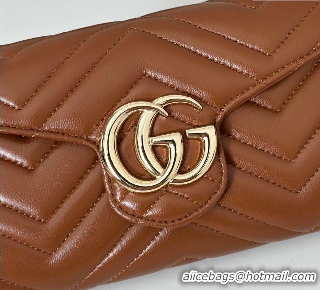 Spot Discount Gucci GG Marmont Leather Wallet on Chain 837745 Brown 2025