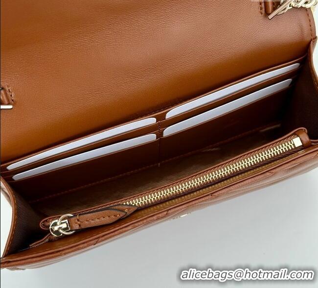 Spot Discount Gucci GG Marmont Leather Wallet on Chain 837745 Brown 2025