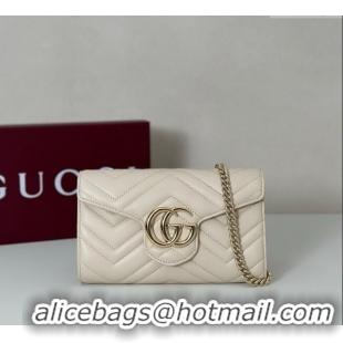 Top Quality Gucci GG Marmont Leather Wallet on Chain 837745 White 2025