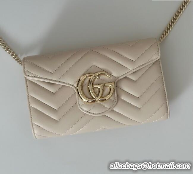 Top Quality Gucci GG Marmont Leather Wallet on Chain 837745 White 2025