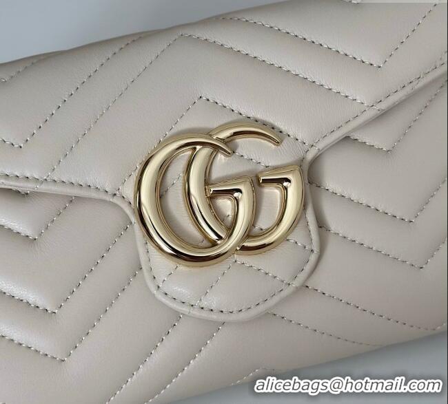 Top Quality Gucci GG Marmont Leather Wallet on Chain 837745 White 2025