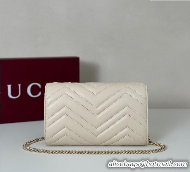 Top Quality Gucci GG Marmont Leather Wallet on Chain 837745 White 2025