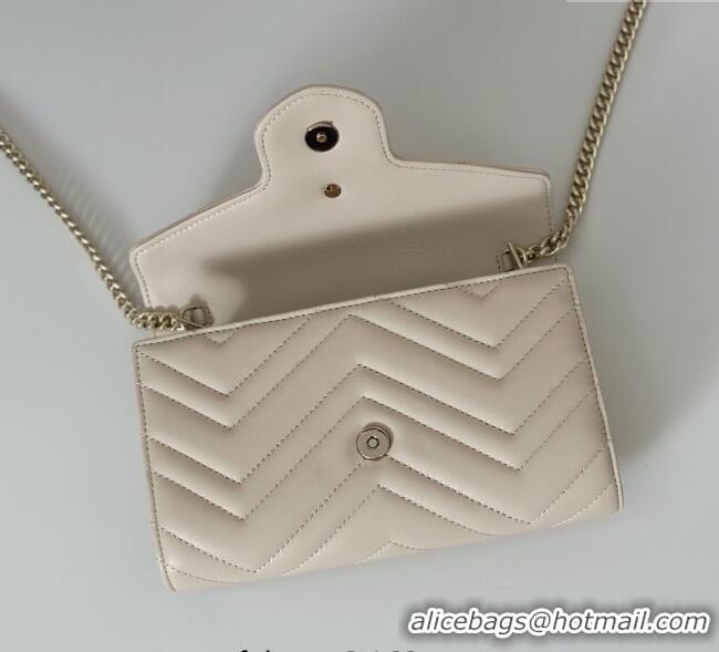 Top Quality Gucci GG Marmont Leather Wallet on Chain 837745 White 2025