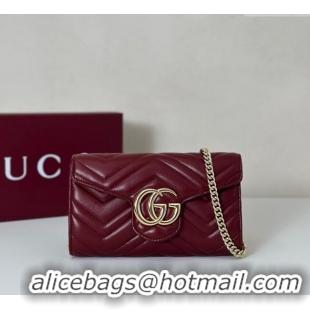 Discount Gucci GG Marmont Leather Wallet on Chain 837745 Ancora Red 2025