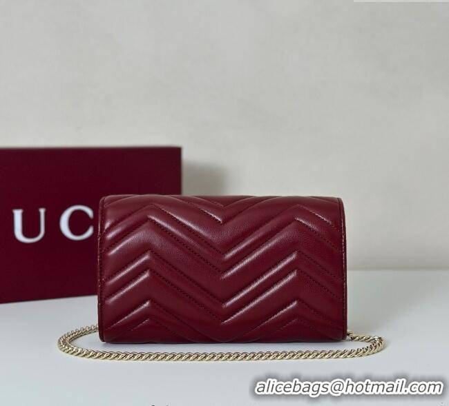 Discount Gucci GG Marmont Leather Wallet on Chain 837745 Ancora Red 2025