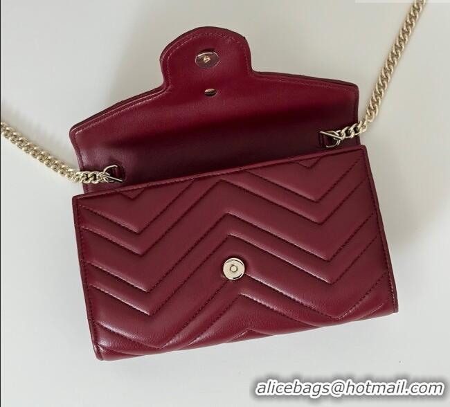 Discount Gucci GG Marmont Leather Wallet on Chain 837745 Ancora Red 2025