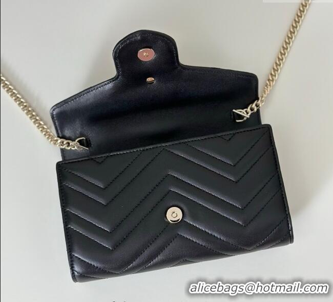 Buy Wholesale Gucci GG Marmont Leather Wallet on Chain 837745 Black 2025