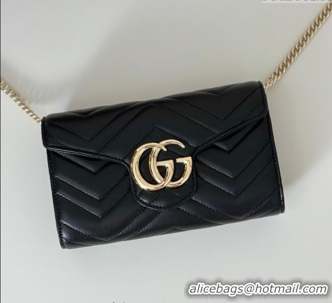 Buy Wholesale Gucci GG Marmont Leather Wallet on Chain 837745 Black 2025
