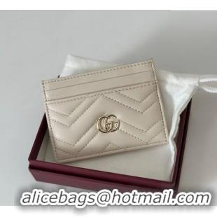 New Stylish Gucci GG Marmont Matelasse Leather Card Holder Wallet 443127 White 2025