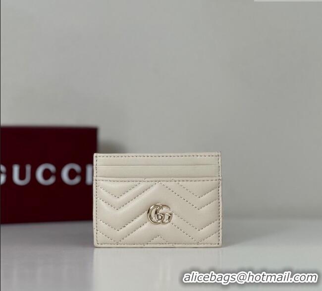 New Stylish Gucci GG Marmont Matelasse Leather Card Holder Wallet 443127 White 2025