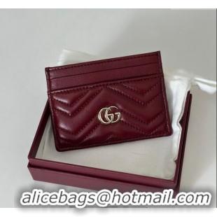 Buy Classic Gucci GG Marmont Matelasse Leather Card Holder Wallet 443127 Dark Burgundy 2025