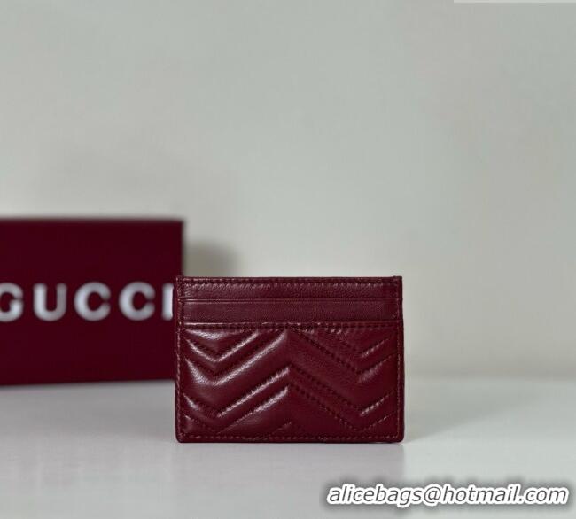 Buy Classic Gucci GG Marmont Matelasse Leather Card Holder Wallet 443127 Dark Burgundy 2025