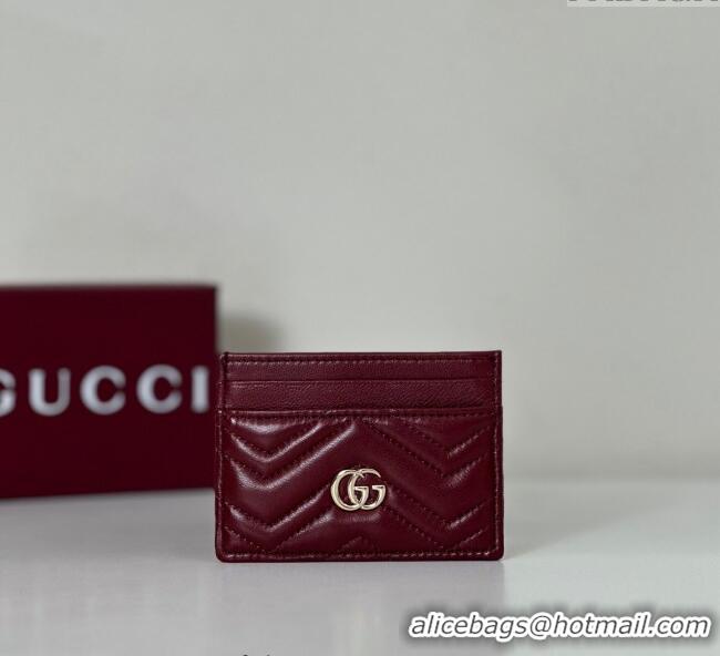 Buy Classic Gucci GG Marmont Matelasse Leather Card Holder Wallet 443127 Dark Burgundy 2025