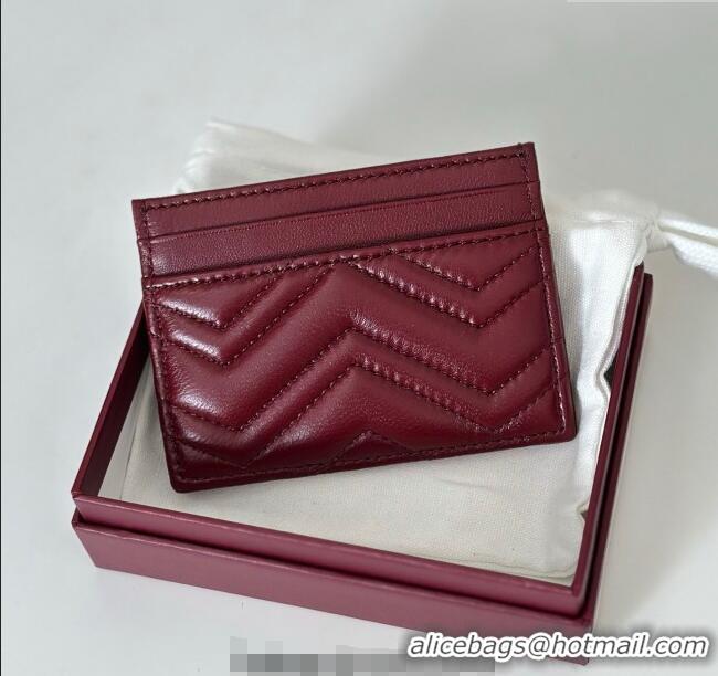 Buy Classic Gucci GG Marmont Matelasse Leather Card Holder Wallet 443127 Dark Burgundy 2025