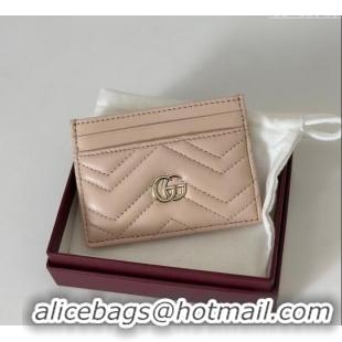 Fashion Cheap Gucci GG Marmont Matelasse Leather Card Holder Wallet 443127 Light Pink 2025