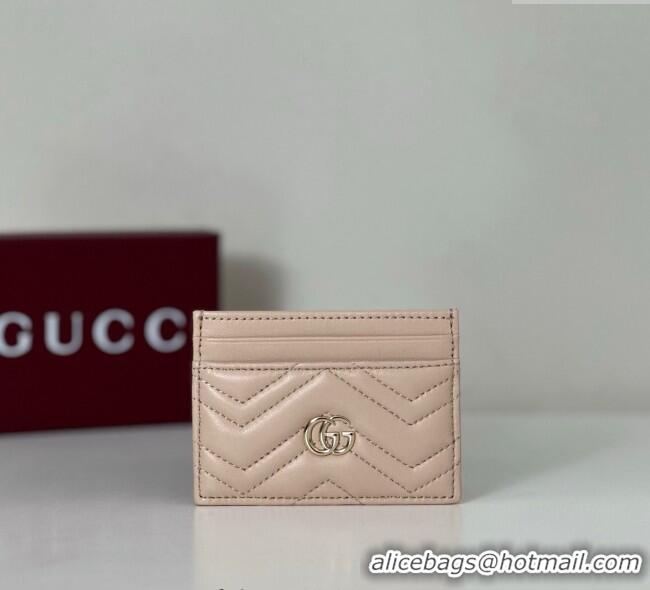 Fashion Cheap Gucci GG Marmont Matelasse Leather Card Holder Wallet 443127 Light Pink 2025