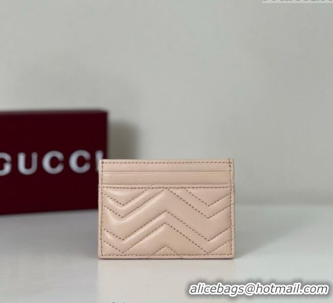 Fashion Cheap Gucci GG Marmont Matelasse Leather Card Holder Wallet 443127 Light Pink 2025