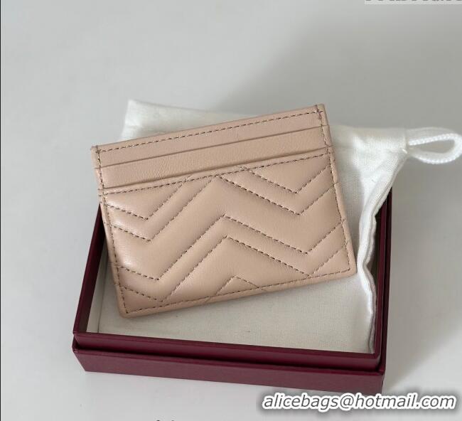 Fashion Cheap Gucci GG Marmont Matelasse Leather Card Holder Wallet 443127 Light Pink 2025