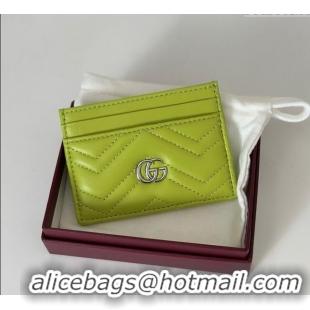 Low Cost Gucci GG Marmont Matelasse Leather Card Holder Wallet 443127 Bright Green 2025