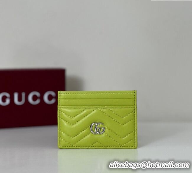 Low Cost Gucci GG Marmont Matelasse Leather Card Holder Wallet 443127 Bright Green 2025