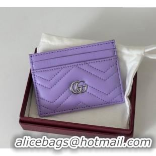 Inexpensive Gucci GG Marmont Matelasse Leather Card Holder Wallet 443127 Lilac Purple 2025