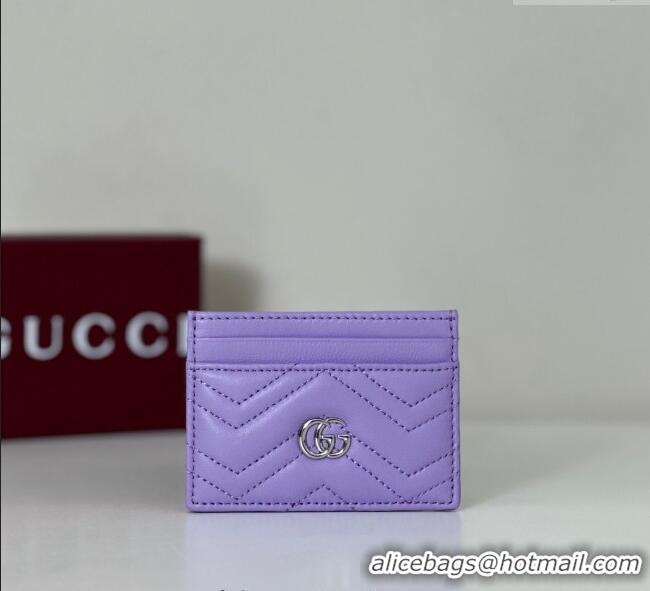 Inexpensive Gucci GG Marmont Matelasse Leather Card Holder Wallet 443127 Lilac Purple 2025