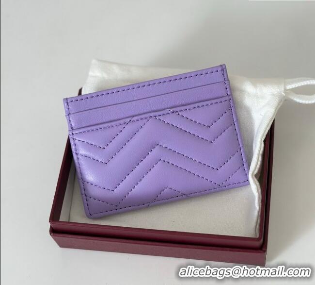 Inexpensive Gucci GG Marmont Matelasse Leather Card Holder Wallet 443127 Lilac Purple 2025