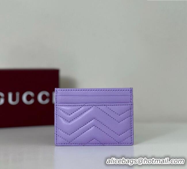 Inexpensive Gucci GG Marmont Matelasse Leather Card Holder Wallet 443127 Lilac Purple 2025