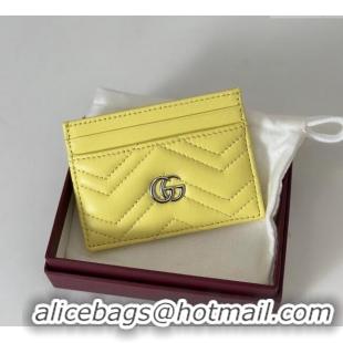 Cheap Design Gucci GG Marmont Matelasse Leather Card Holder Wallet 443127 Yellow 2025