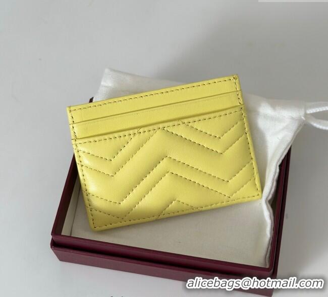 Cheap Design Gucci GG Marmont Matelasse Leather Card Holder Wallet 443127 Yellow 2025