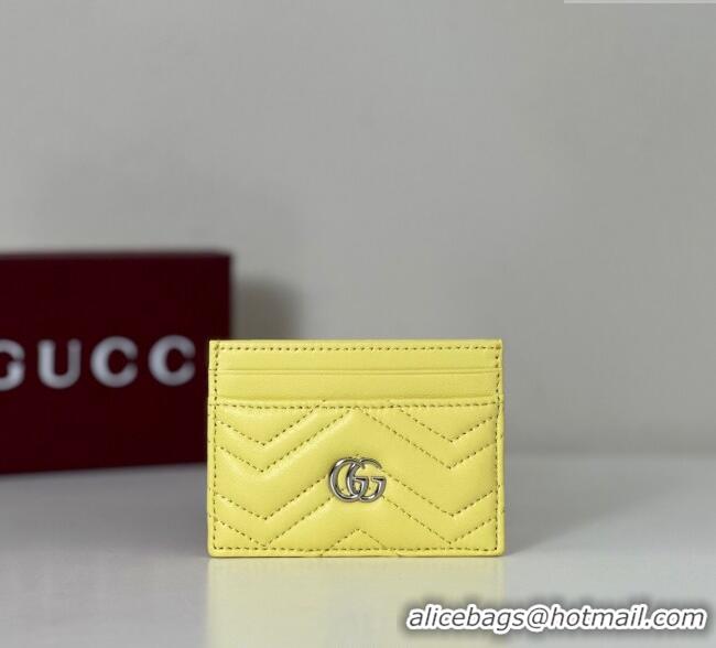 Cheap Design Gucci GG Marmont Matelasse Leather Card Holder Wallet 443127 Yellow 2025