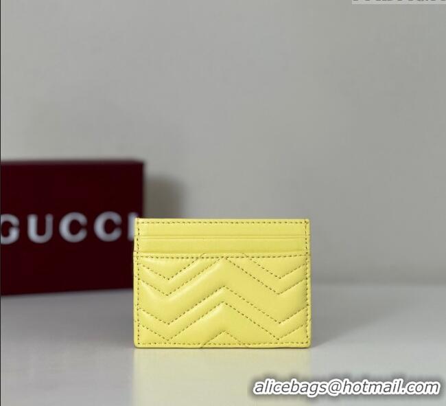 Cheap Design Gucci GG Marmont Matelasse Leather Card Holder Wallet 443127 Yellow 2025