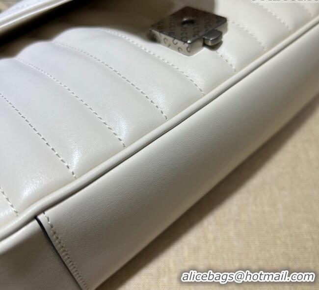 Inexpensive Gucci GG Marmont Geometric Leather Small Shoulder Bag 443497 White 2025