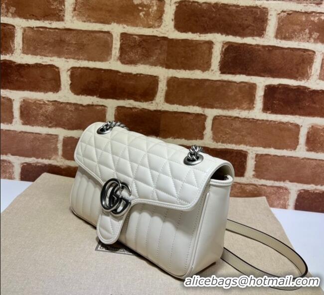 Inexpensive Gucci GG Marmont Geometric Leather Small Shoulder Bag 443497 White 2025