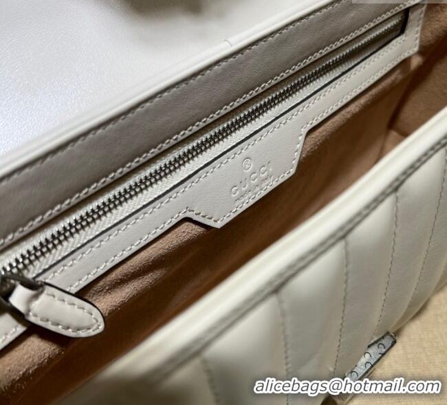 Inexpensive Gucci GG Marmont Geometric Leather Small Shoulder Bag 443497 White 2025