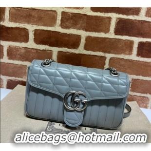 New Design Gucci GG Marmont Geometric Leather Small Shoulder Bag 443497 Grey 2025