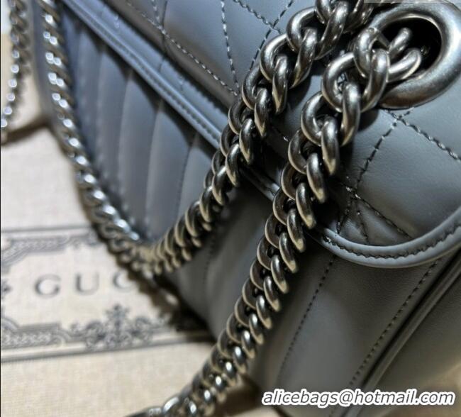 New Design Gucci GG Marmont Geometric Leather Small Shoulder Bag 443497 Grey 2025