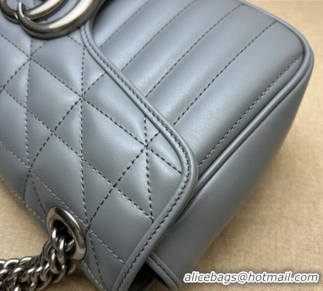 New Design Gucci GG Marmont Geometric Leather Small Shoulder Bag 443497 Grey 2025